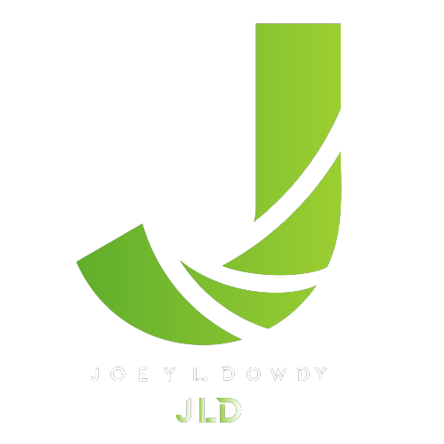 the Joey L Dowdy logo with green font color